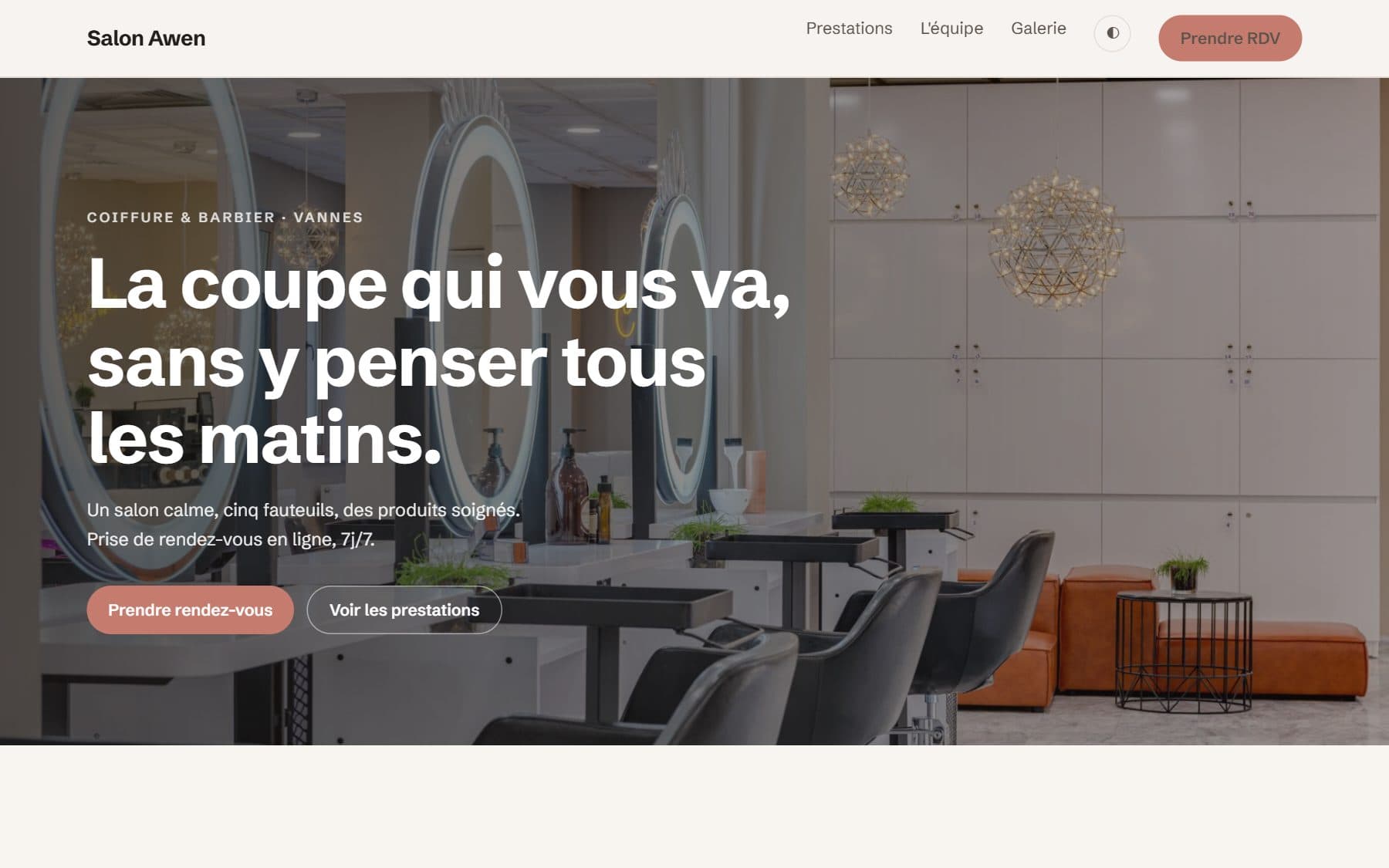 Aperçu du projet — Site vitrine pour un salon de coiffure