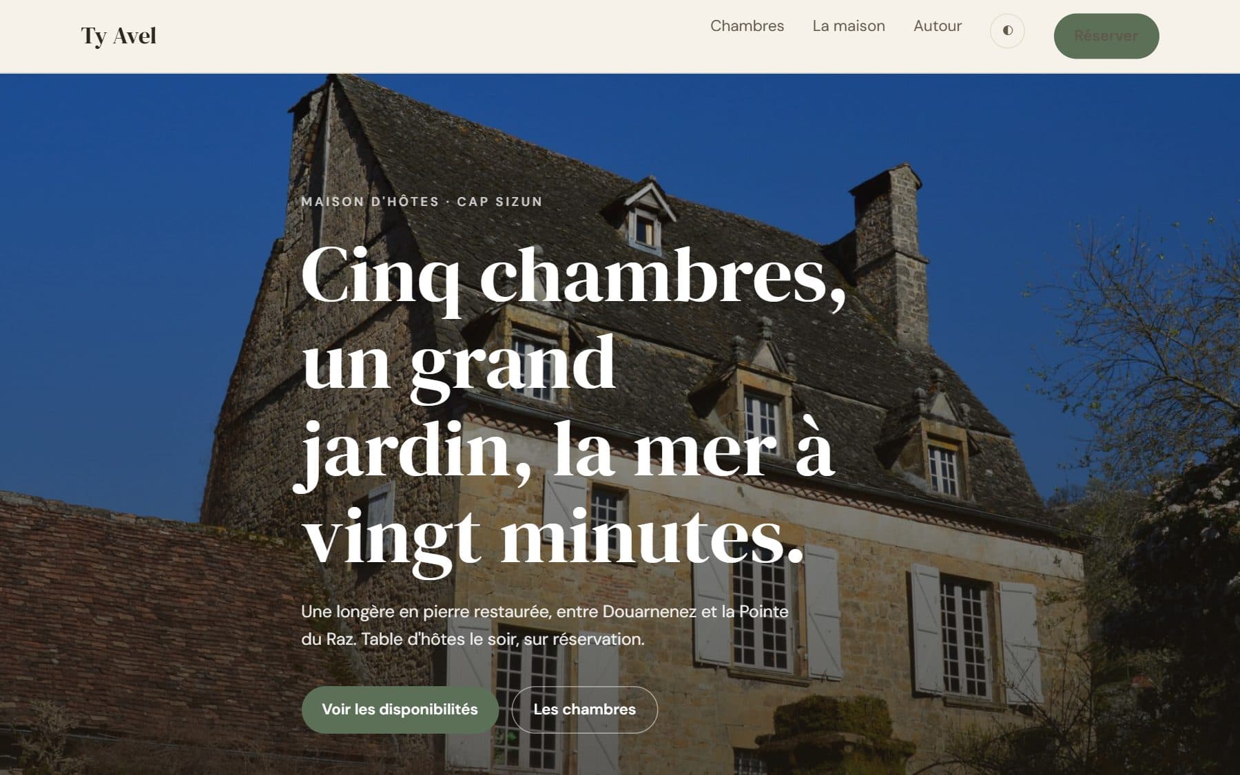 Aperçu du projet — Site vitrine pour une maison d’hôtes