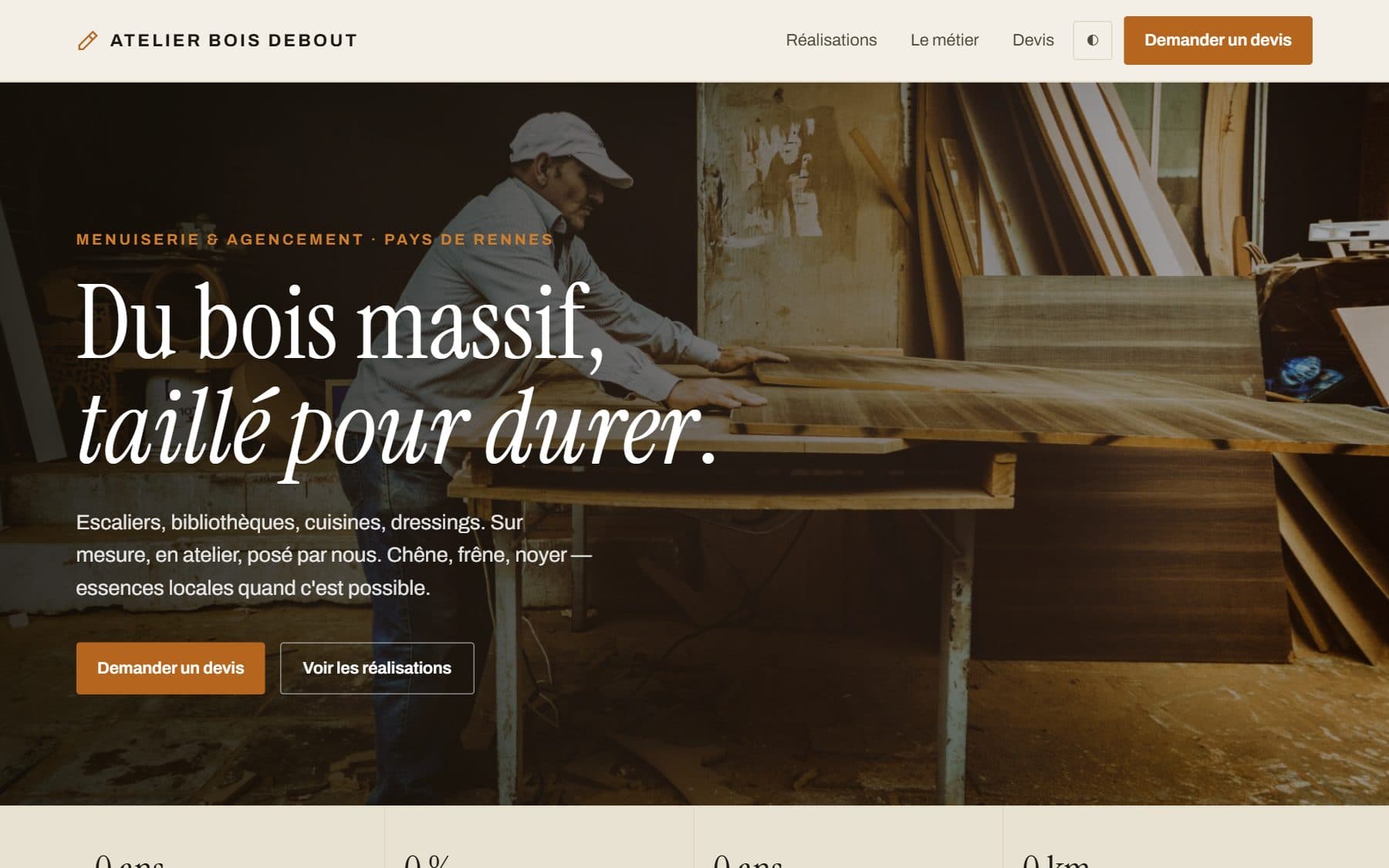 Aperçu du projet — Site vitrine pour un menuisier-agenceur