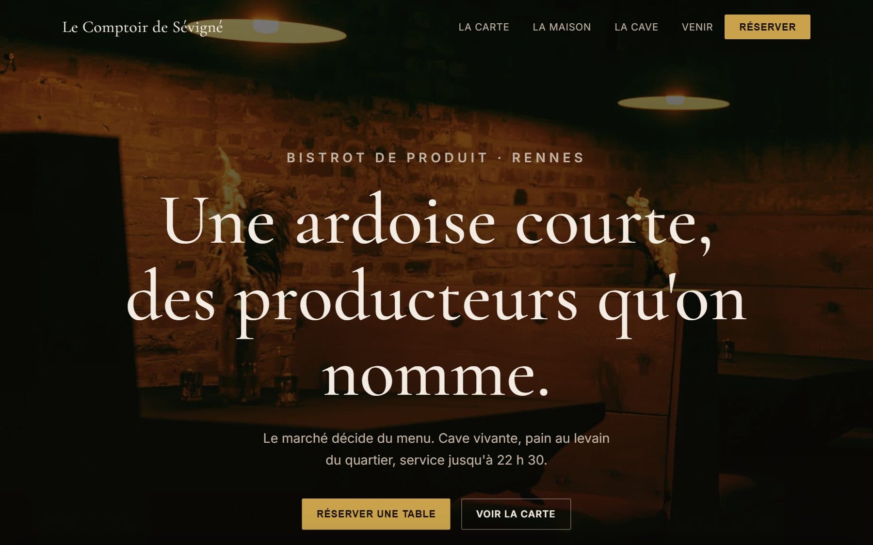 Aperçu du projet — Site vitrine pour un bistrot