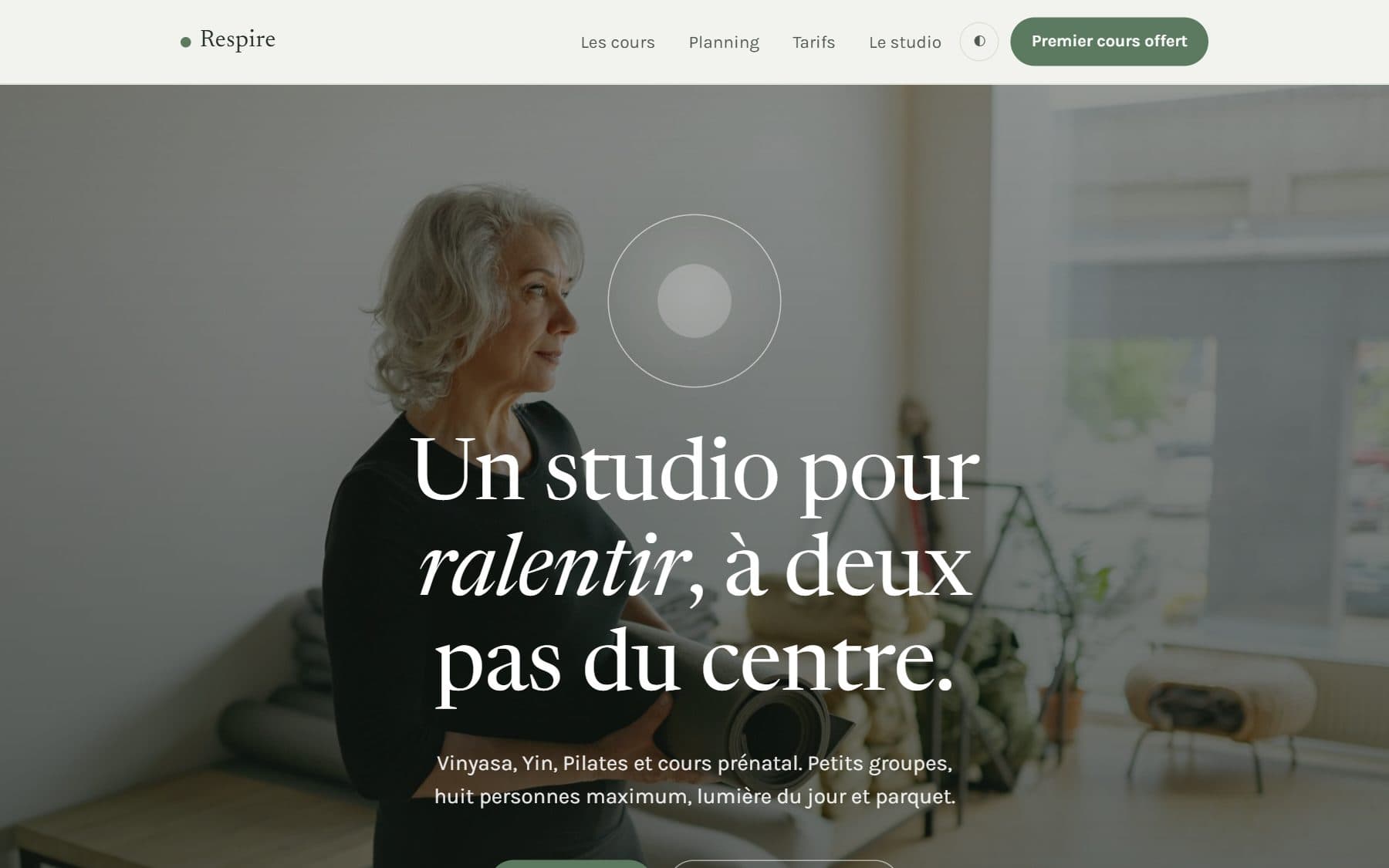 Aperçu du projet — Site vitrine pour un studio de yoga