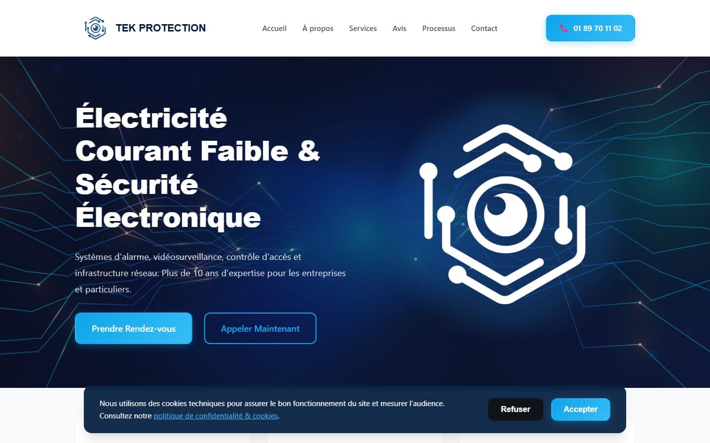 Aperçu du projet — Site vitrine pour un installateur en électricité et sécurité électronique