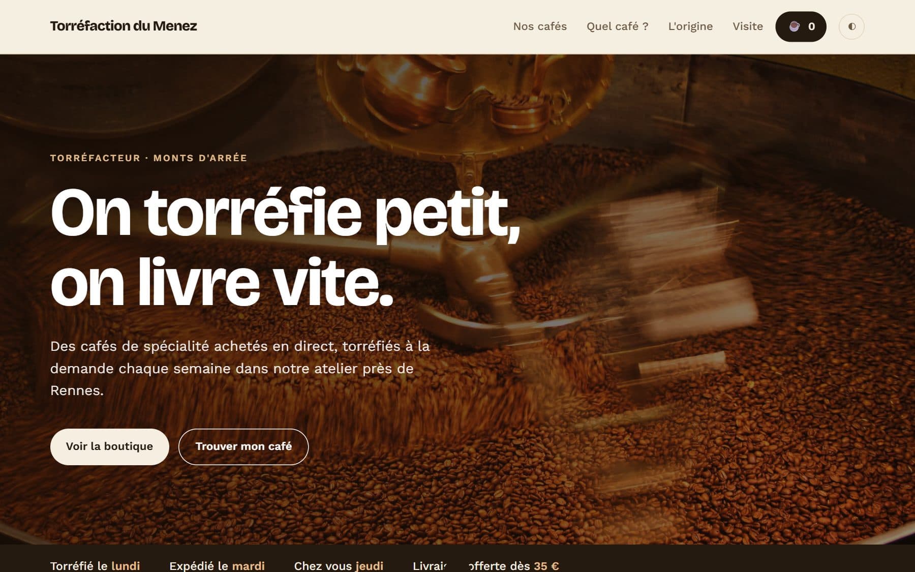 Aperçu du projet — Site vitrine et mini-boutique pour un torréfacteur