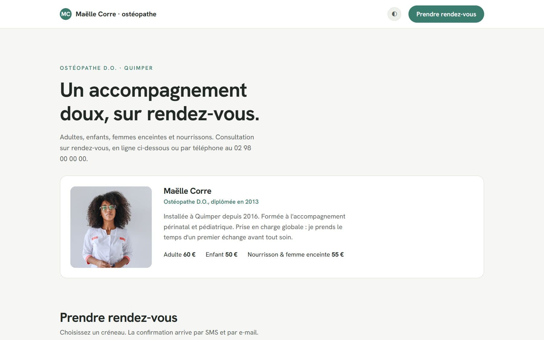 Aperçu du projet — Prise de rendez-vous en ligne