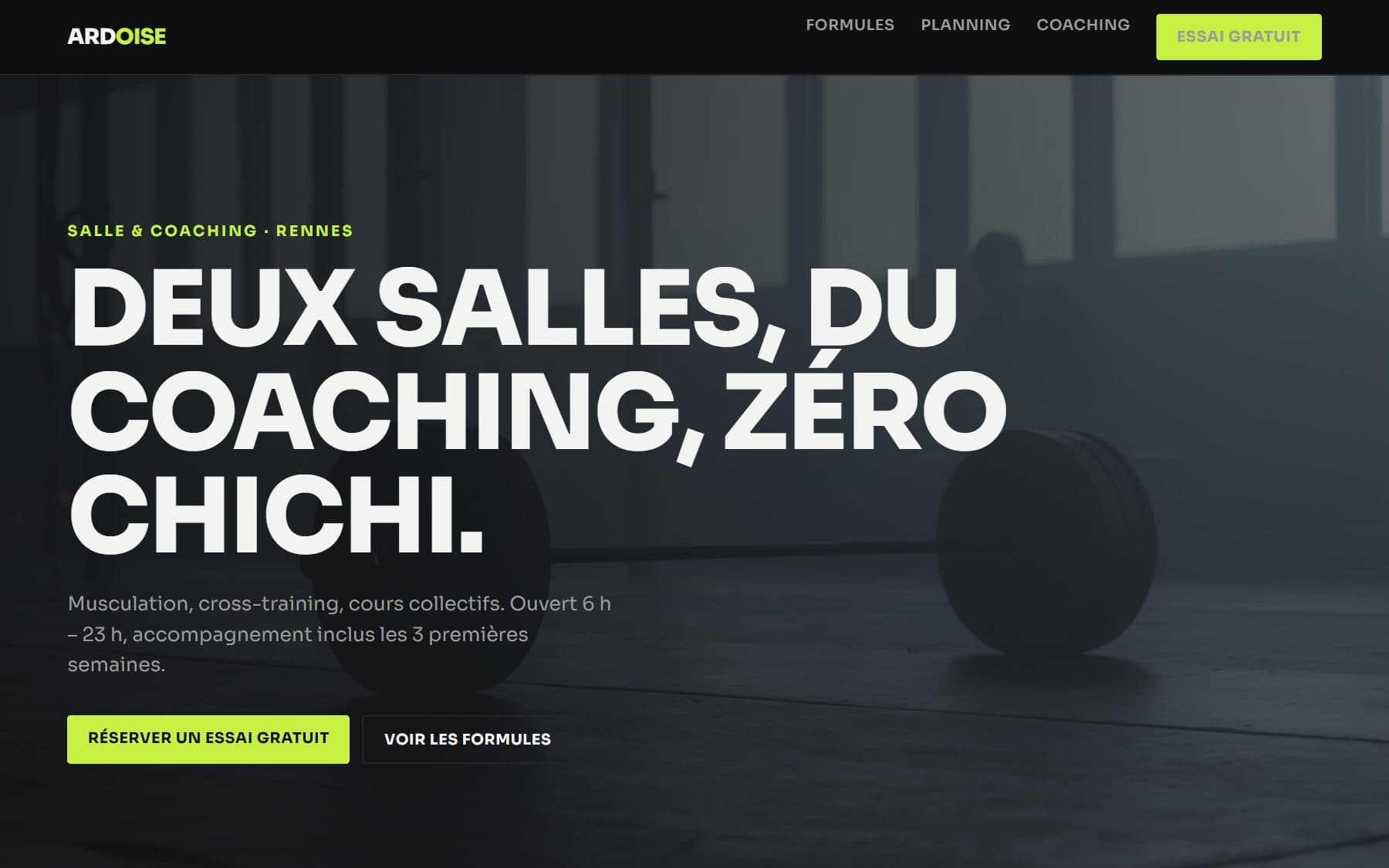 Aperçu du projet — Site vitrine pour une salle de sport
